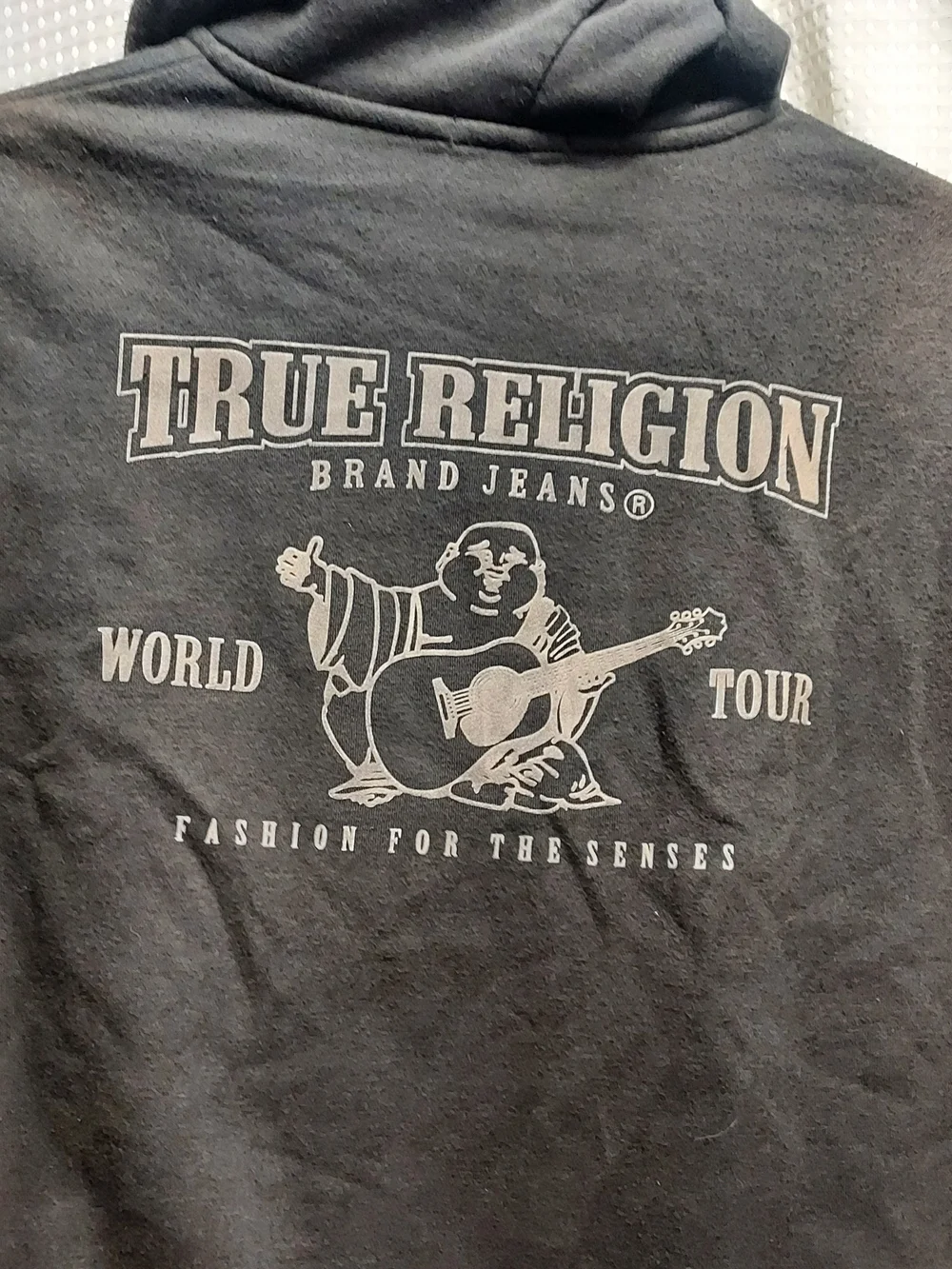 True Religion Brown Black Zip Hoodie with Signature Logo
